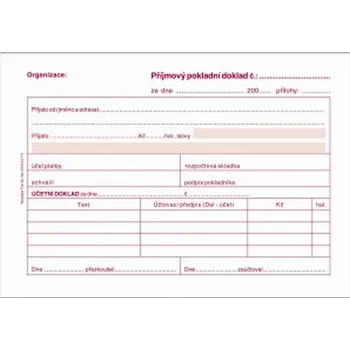 Příjmový pokladní doklad, podvojné účetnictví, ET030, Baloušek