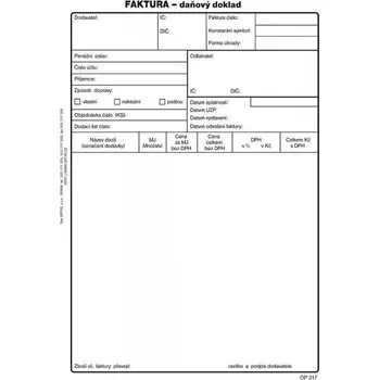 Tiskopis Faktura A5 s DPH, propisovací, Optys