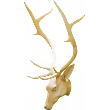 Vánoční dekorace Ornatis Dřevěná imitace trofeje hlavy jelena Provedení: Přírodní bez malování, Velikost stojících figur dospělých postav: 105 cm