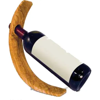 Vánoční dekorace Ornatis Dřevěný držák na víno z olivového dřeva Provedení: Přírodní bez malování, Velikost stojících figur dospělých postav: 23x27x5,5 cm