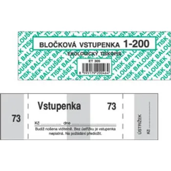 Tiskopis Vstupenka blok, 1 - 200, ET305, Baloušek