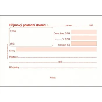 Tiskopis Příjmový pokladní doklad, číslovaný, samopropisovací, PT022Baloušek