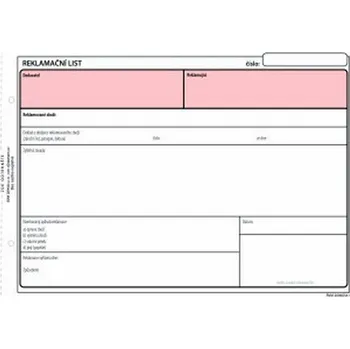 Tiskopis Reklamační listy A5, samopropisovací, RVM