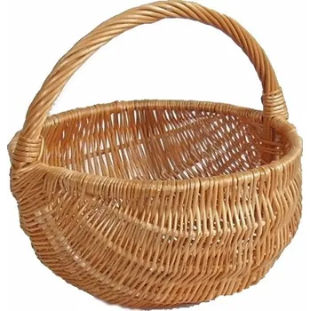Nákupní košík Proutěný koš Baňatý velký kulatý světlý (Proutěný koš Baňatý velký kulatý světlý – proutěný koš na ovoce, zeleninu i brambory)