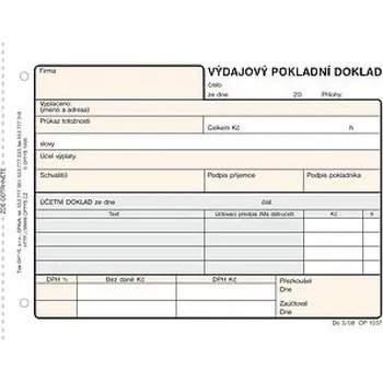 Tiskopis Výdajový pokladní doklad, podvojné účetnictví, Optys