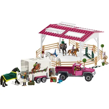 Schleich 42403 Jezdecká škola s pick-upem a přívěsem domeček pro figurky Schleich 42403 Jezdecká škola s pick-upem a přívěsem