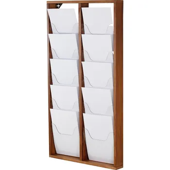 Nástěnný zásobník 10x A4 - Tmavě hnědý