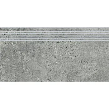 Dlažba Newstone Grey Steptread - schodovka rektifikovaná 29,8x59,8 šedá matná OD663-073