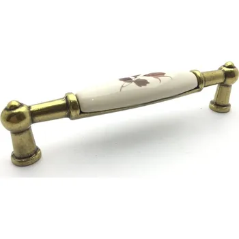 Nábytkové kování Interex ARDENIA zlatá antik/ porcelán/ lístek 96 mm
