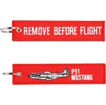 Přívěsek na klíče Fostex Remove before flight P51 Mustang - červený