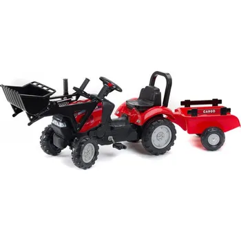 Dětské šlapadlo FALK Case iH Maxxum 130 CVX s nakladačem a vlečkou červený