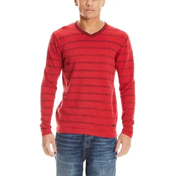 Pánská mikina BENCH mikina - V Neck Stripe Red (RD012) velikost: M
