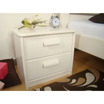 Noční stolek bílý zásuvkový noční stolek z masivu MARTINA (bílý noční stolek z masivu k bílé posteli)