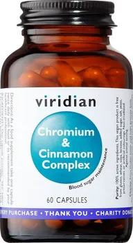 Přírodní produkt Viridian Chromium a Cinnamon Complex 60 cps.