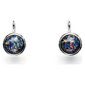 Náušnice Stříbrné náušnice, syntetický černý opál, NK 1503