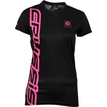 cyklistický dres Crussis dámské triko krátky rukáv logo (černá/růžová)