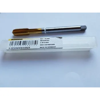 Závitořezný nástroj Strojní závitník M10 6HX - HSSE, typ 931, náběh C, povrch TIN (Gühring, DIN 376, náběh C - nejmenší)