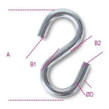 Stahovací páska Háky tvaru S, symetrické AISI 316 nerezová ocel 8282S/3 (Háky tvaru S, symetrické AISI 316 nerezová ocel 8282S/3)