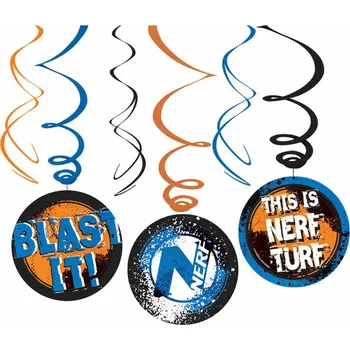 Party dekorace Amscan Závěsné spirály Nerf 6 ks