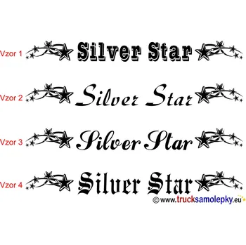 samolepka Samolepka STŘÍBRNÁ HVĚZDA + hvězdy (Řezaná samolepka z kvalitní folie)