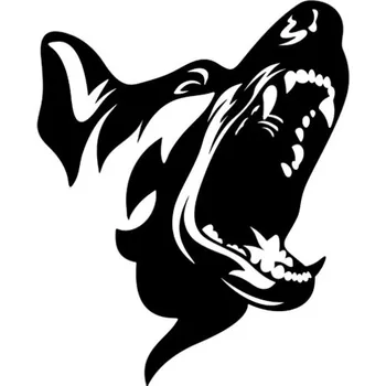 Samolepicí dekorace na vozidlo Samolepka štěkající vlčák na auto a motorku, tuning nálepka (2875)