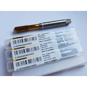 Závitořezný nástroj Strojní závitník M5 6HX - HSSE, typ 930, náběh C, povrch TIN (Gühring, DIN 371, náběh C - nejmenší)