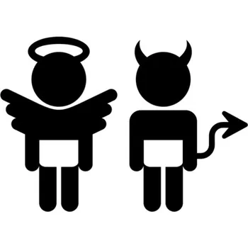 Samolepicí dekorace na vozidlo Samolepka anděl a čert na auto a motorku, tuning nálepka (3768)