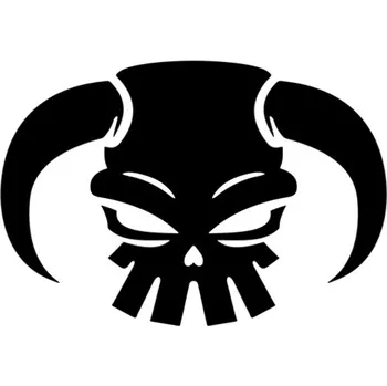 Samolepicí dekorace na vozidlo Samolepka lebka s rohama na auto a motorku, tuning nálepka (2861)