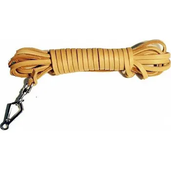 Vodítko pro psa Barvářská šňůra Zubíček kulatá přírodní kůže s karabinou 6 m