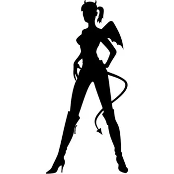 Samolepicí dekorace na vozidlo Samolepka silueta čertice na auto a motorku, tuning nálepka (4554)