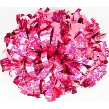 Úložný box Holografický POMPON CRYSTAL jednobarevný + vak na pompony ZDARMA ke každému páru - TMAVĚ RŮŽOVÝ / 35 cm