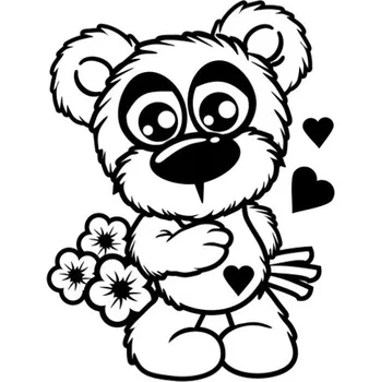Samolepicí dekorace na vozidlo Samolepka medvídek s květinou na auto a motorku, tuning nálepka (25168)