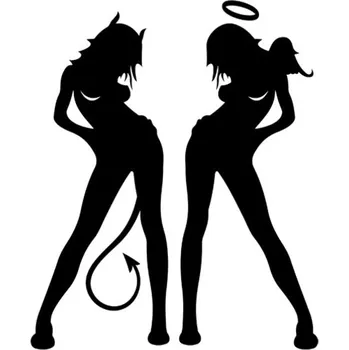 Samolepicí dekorace na vozidlo Samolepka žena čertice na auto a motorku, tuning nálepka (3734)