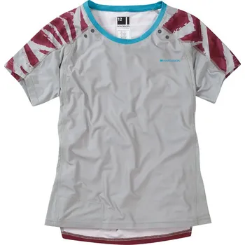 Cyklistické oblečení dres kr dámský Madison Flux Enduro silver grey/classy burgundy, Velikost 10