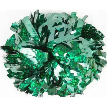 Úložný box Holografický POMPON CRYSTAL jednobarevný + vak na pompony ZDARMA ke každému páru - ZELENÝ / 25 cm