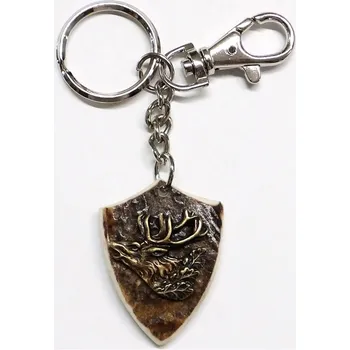 Přívěsek Klíčenka ZUBÍČEK parohová erb motiv - jelen hlava (hledící doleva)