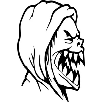 Samolepicí dekorace na vozidlo Samolepka zubatá lebka na auto a motorku, tuning nálepka (3765)