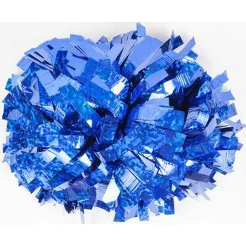 Holografický POMPON CRYSTAL jednobarevný + vak na pompony ZDARMA ke každému páru - MODRÝ / 35 cm