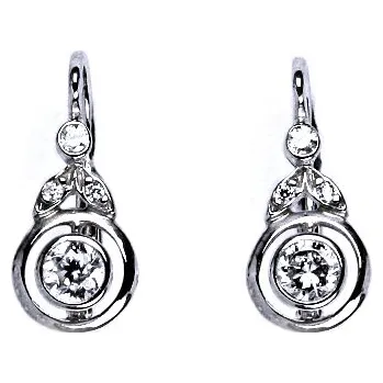 Náušnice Zlaté náušnice, bílé i žluté zlato, čiré zirkony - NK 1464