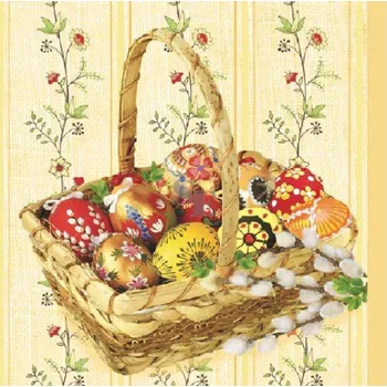 Papírový ubrousek Papírové ubrousky velikonoční Košík s vajíčky 33/3/20 972, Stil