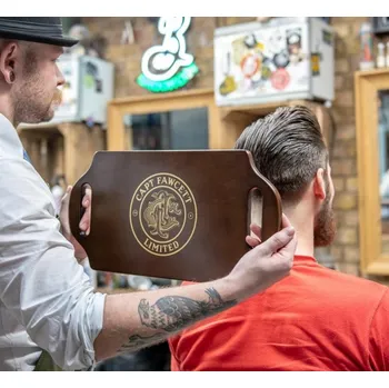 Zrcadlo Obouruční dřevěné zrcadlo pro barbery