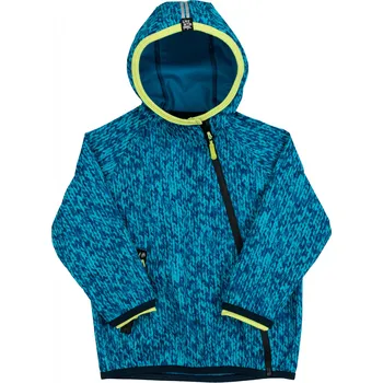 Chlapecké oblečení tyrkysová softshellová bunda s copánkovým vzorem