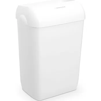 Odpadkový koš Bílý plastový odpadkový koš o objemu 43 litrů.