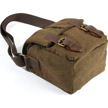 Plátěná Foto brašna VAGG hnědá (nevšední malá foto brašna s koženými prvky)