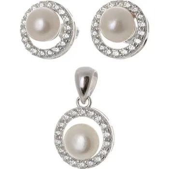 Souprava šperků Stříbrná souprava s perlami a zirkony STRS0225F