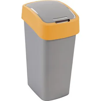 Odpadkový koš Plastový odpadkový koš Pacific, objem 45 l, stříbrný/žlutý
