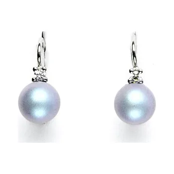 Náušnice Stříbrné náušnice, Swarovski perly iridescent light blue, čiré zirkony, NK 1207