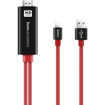 HOCO UA4 Lightning HDMI adaptér pro Apple iPhone/iPad červený/černý