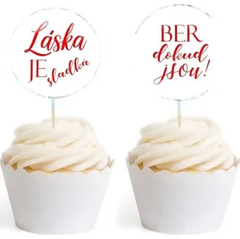 Party nádobí Zápichy do cupcakes - červené - 12 ks