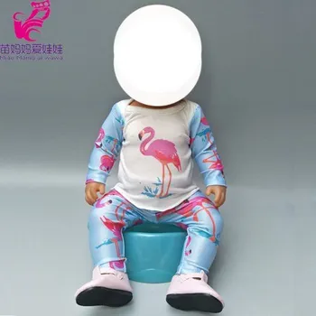 pyžamo/domácí oblek pro American girl a Baby Born 43-45 cm Druhy: modro-bílý s plameňákem